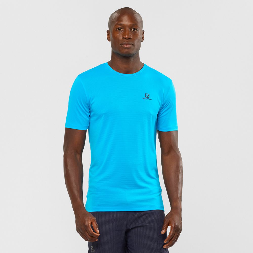 Salomon AGILE TRAINING Tops Hombre - Turquesa - Colombia (91086-EYAU)